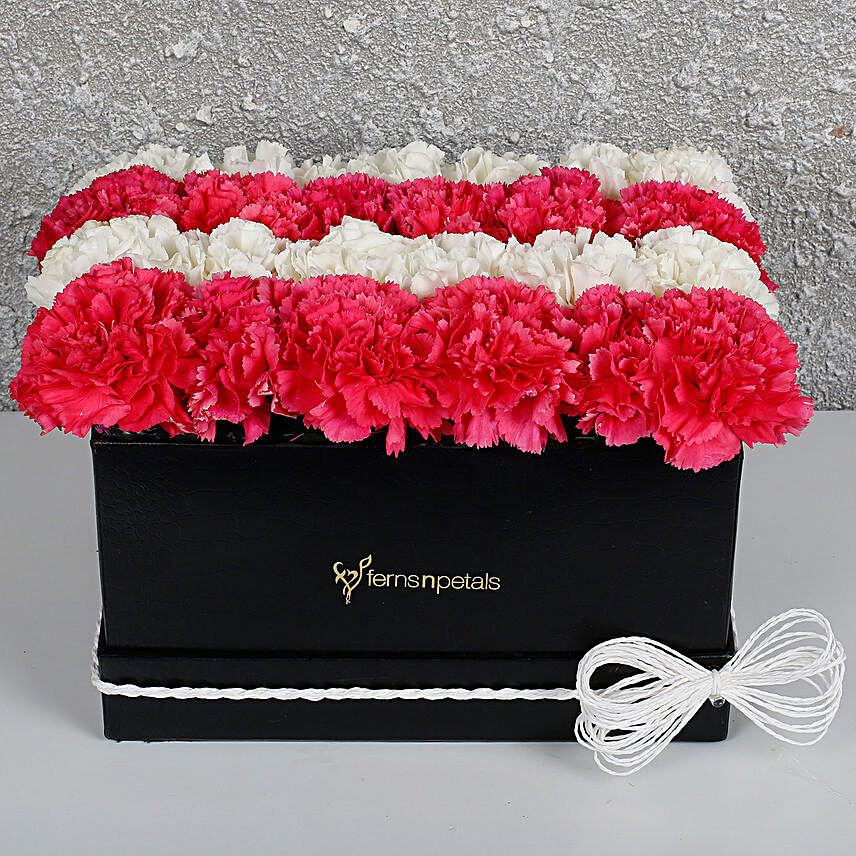 Dark Pink & White Carnations FNP Rectangular Box