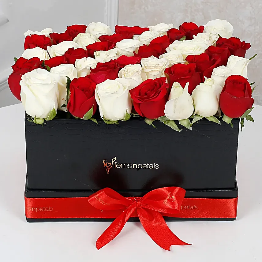 Red N White Roses Arrangement:All Christmas Gifts
