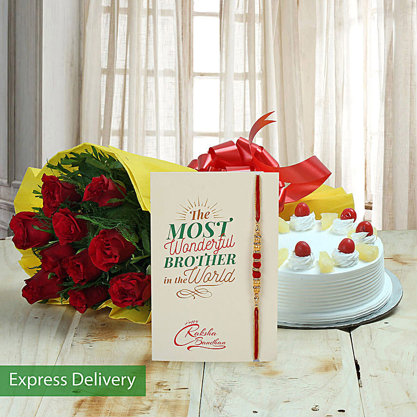 Buy/Send Rakhi With Flowers And Cake Online Ferns N Petals