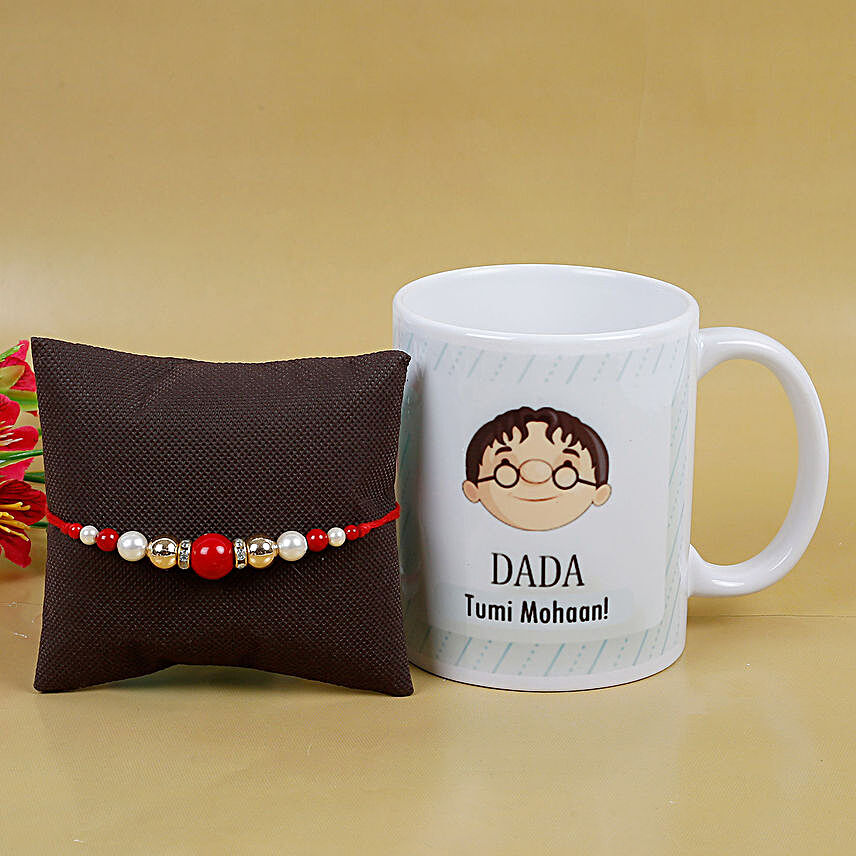Designer Rakhi And Dada Mug Combo