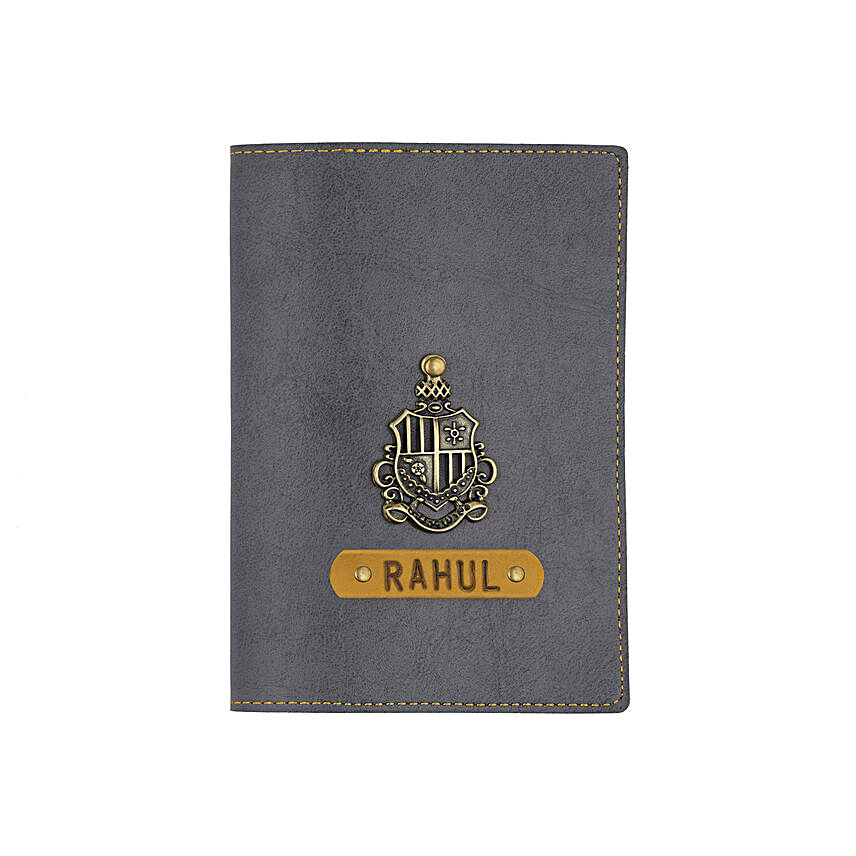 Leather Finish Passport Cover Grey