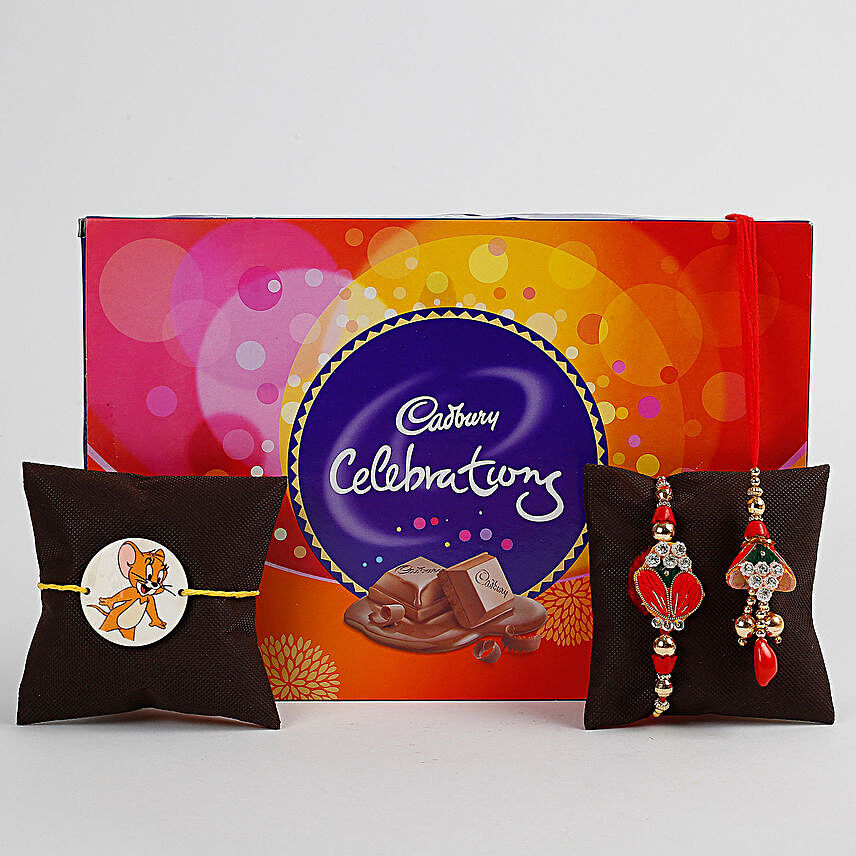 3 Rakhis And Cadbury Celebrations Combo