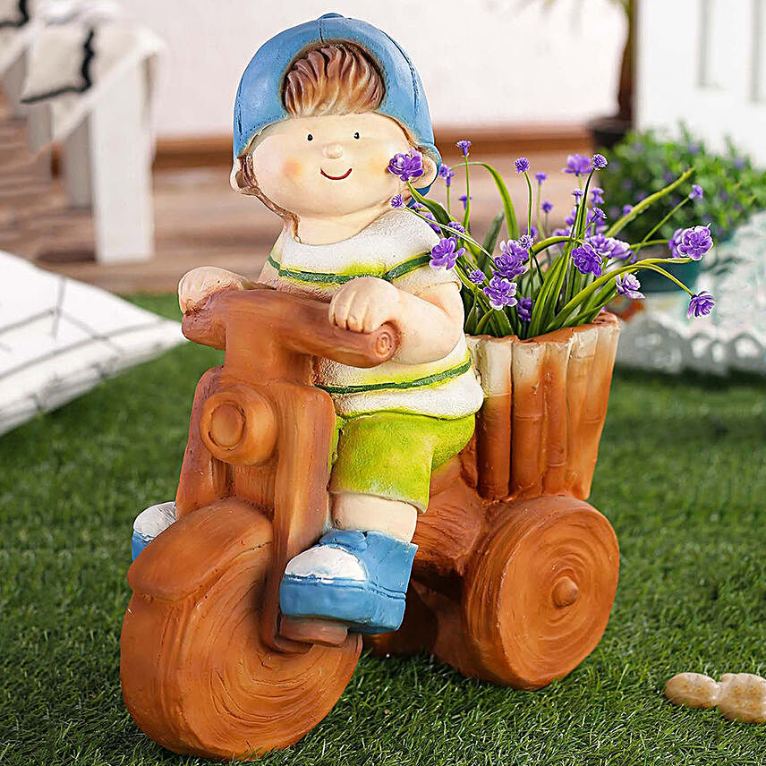 Boy On Cycle Planter