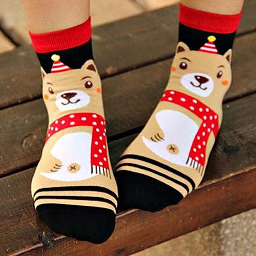 Happy Bear Ankle Length Socks