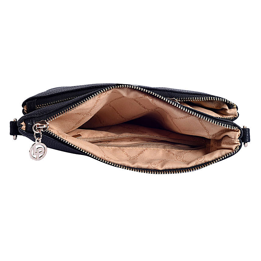 Buy/Send Classic Black Lino Perros Sling Bag Online- FNP