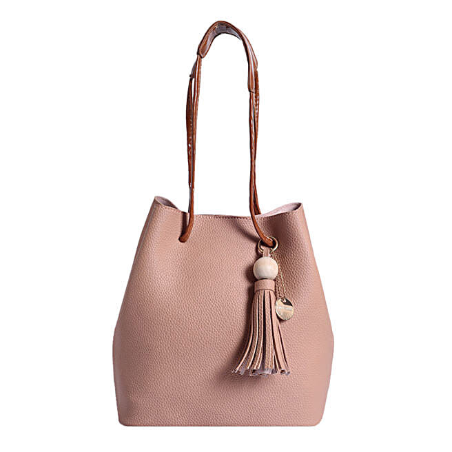 Buy/Send Lino Perros Stylish Handbag- Peach Online- FNP