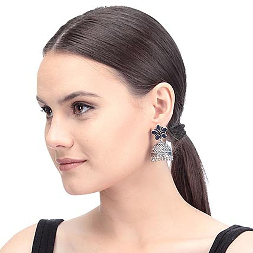 Blue Artificial Stone Designer Earrings