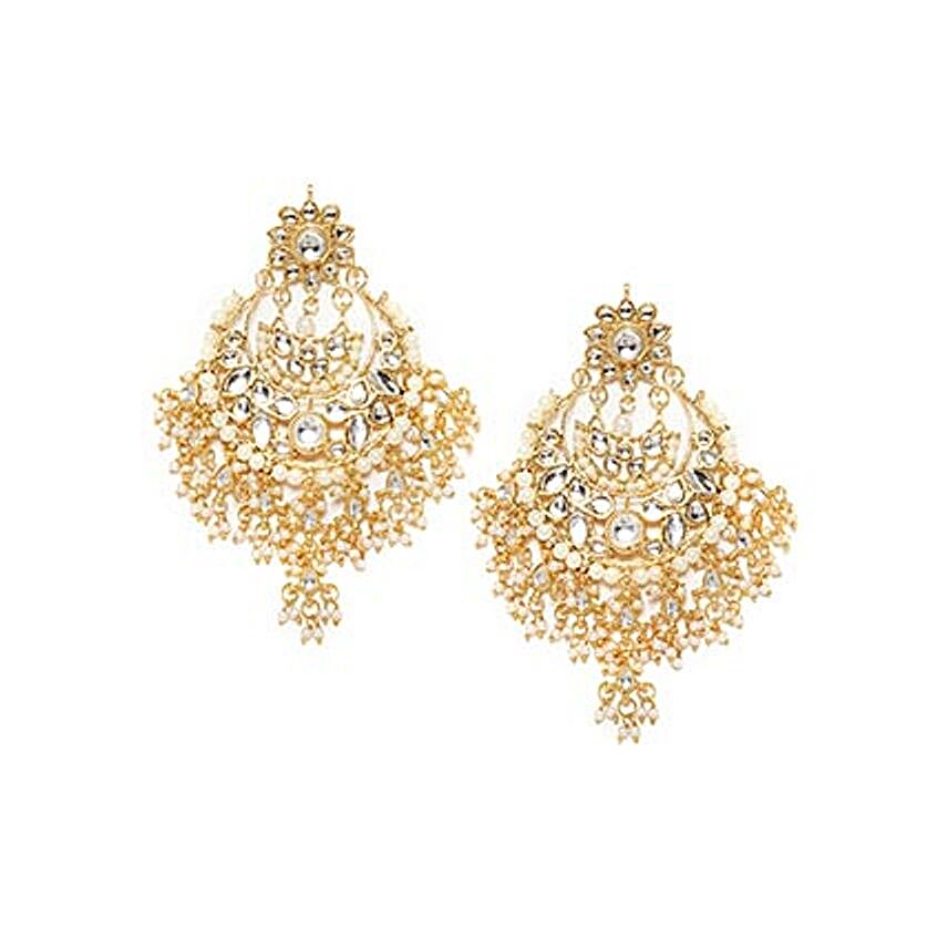Fancy Kundan Gold Color Earrings