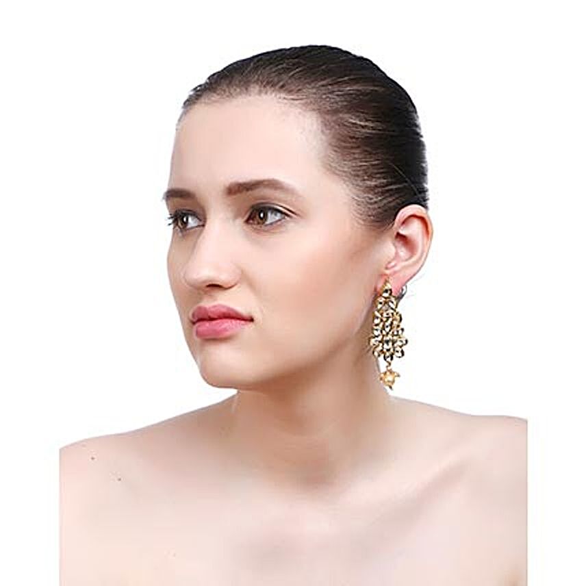 Swanky Kundan Earrings Gold Color
