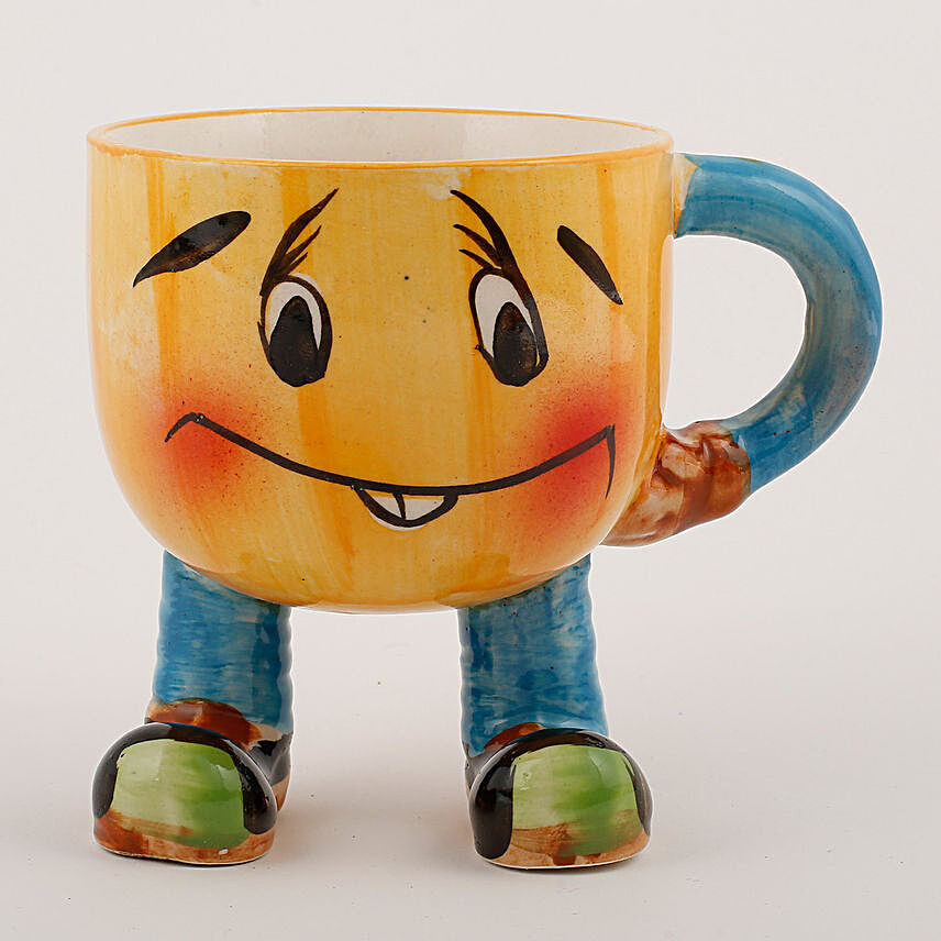 Smiley Mug Ceramic Vase Yellow
