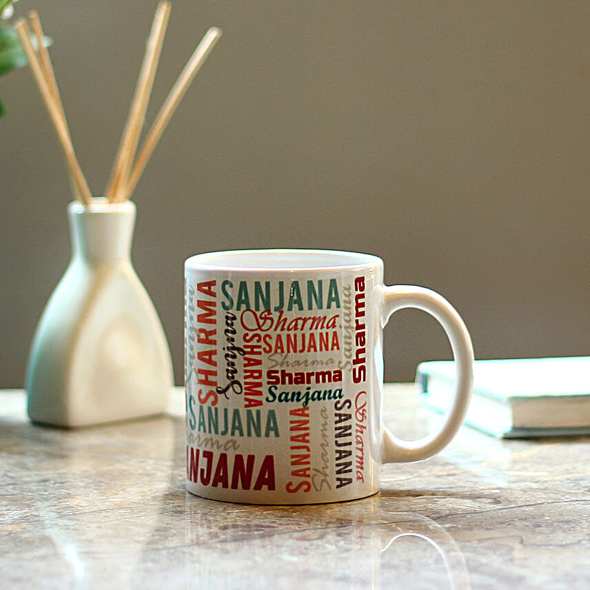 name printed mug:Personalised Mugs Love