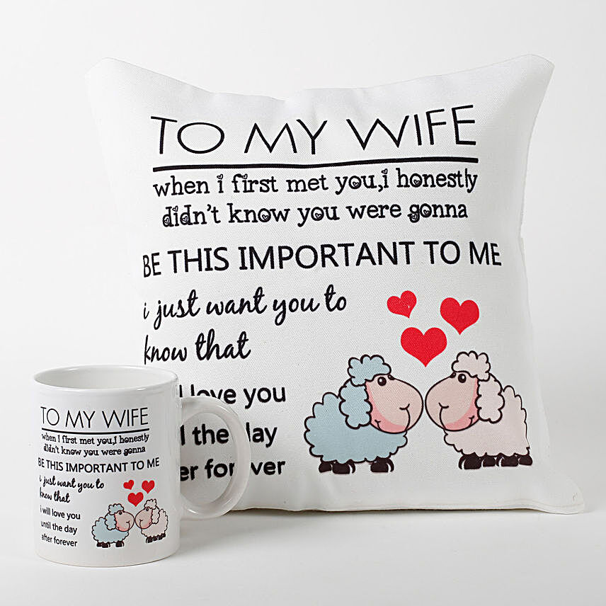 To My Wife Printed Cushion & Mug Combo