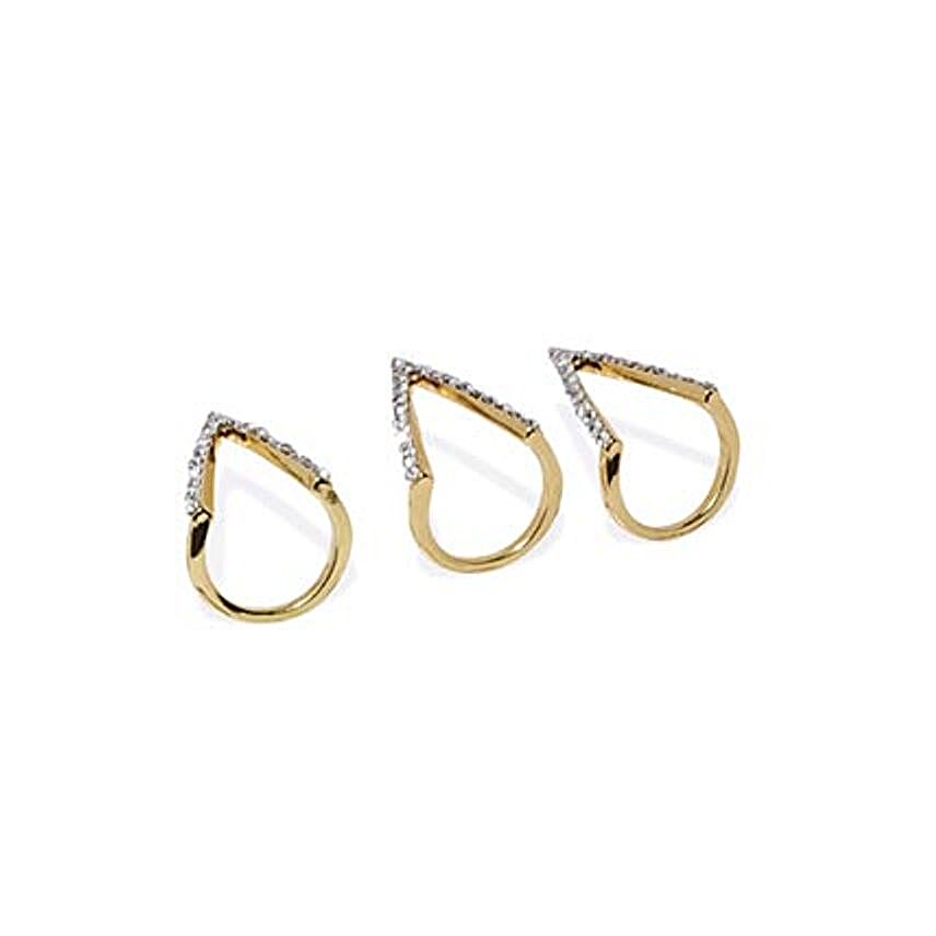 V Shape Diamond Studded Gold Ring Set