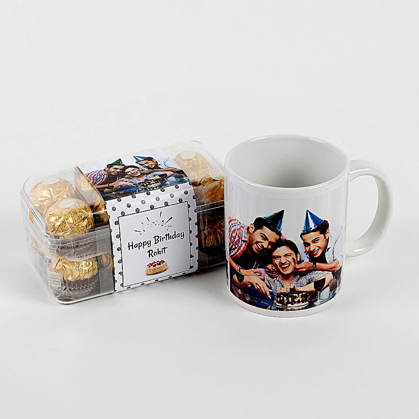 Combo Coffee mug with Chocolate:Personalised Chocolates Gift For Birthday