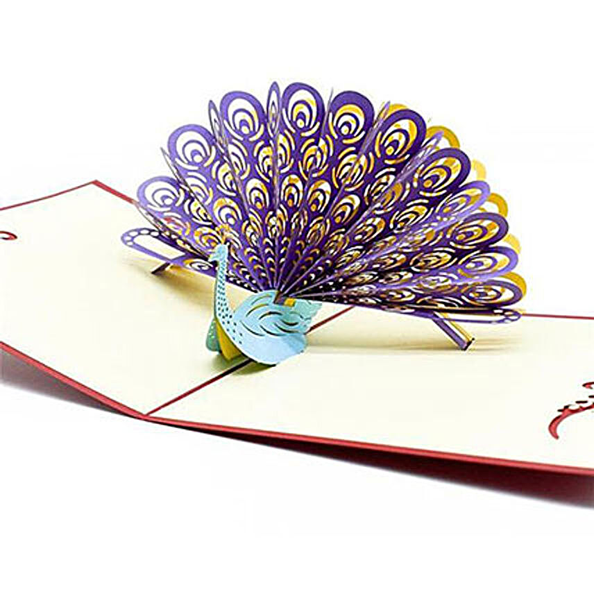 Handmade 3D Pop Up Peacock Greeting Card