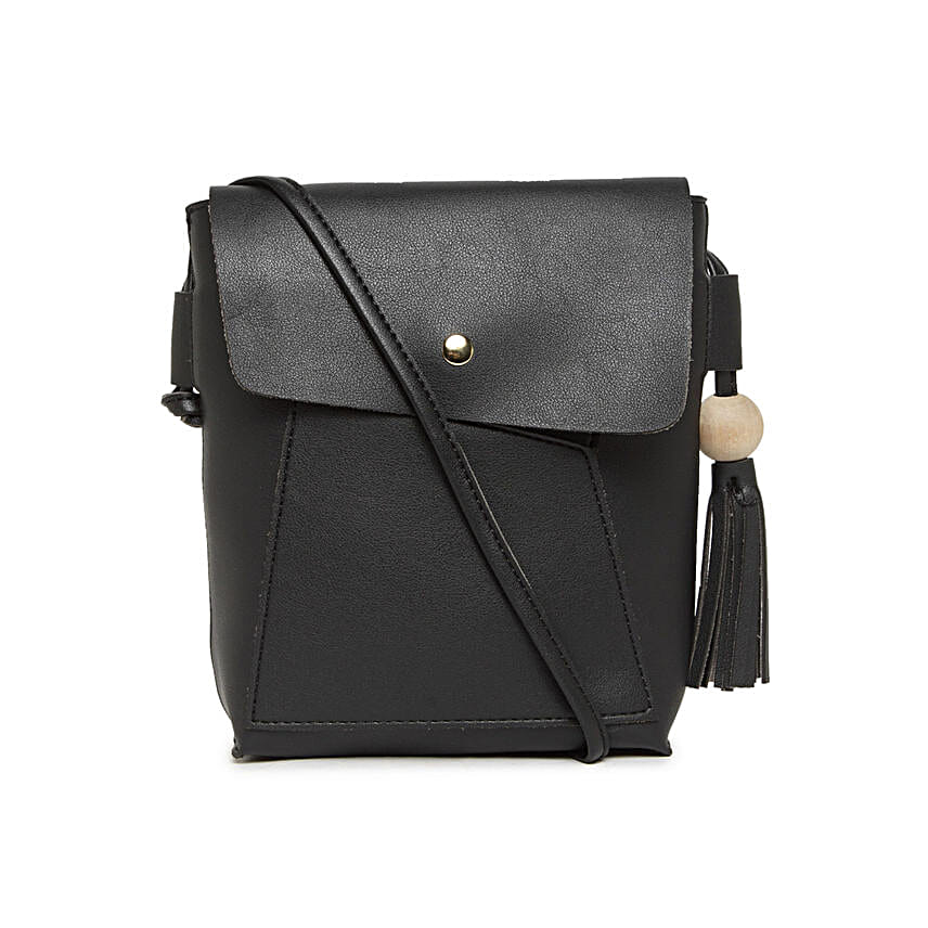 Alvaro Castagnino Black Tassel Sling Bag for Women