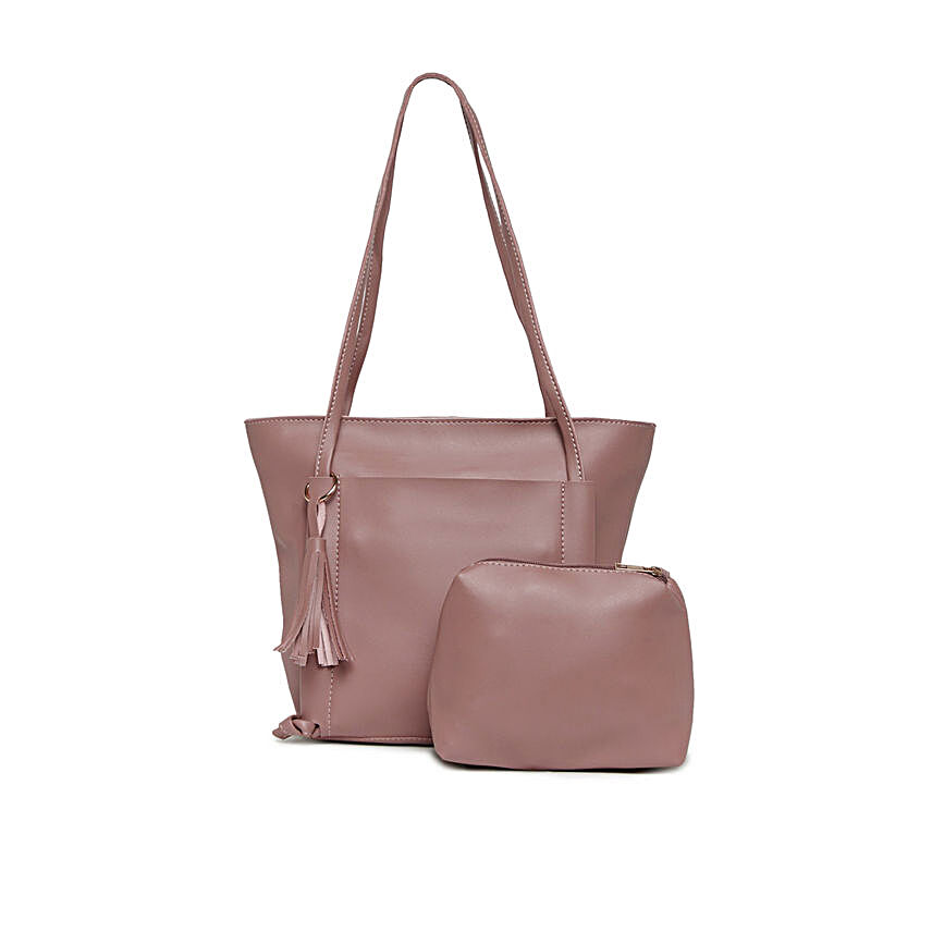 Elegant Peach Handbag & Pouch Combo for Women
