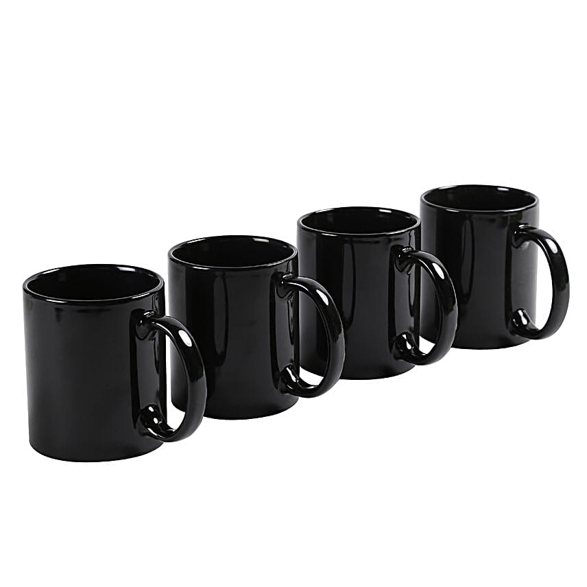 Buy/Send Set of 4 Plain Black Mugs Online FNP