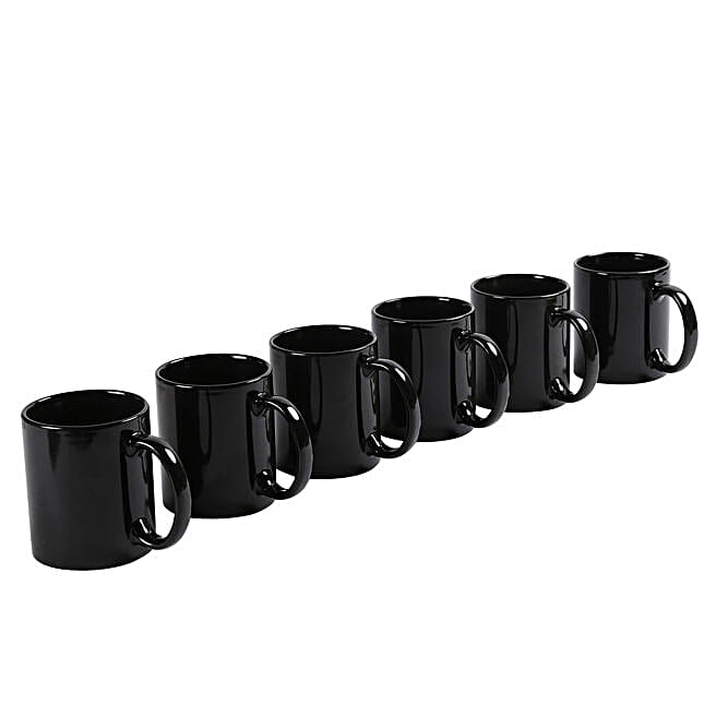 Buy/Send Set of 6 Plain Black Mugs Online FNP