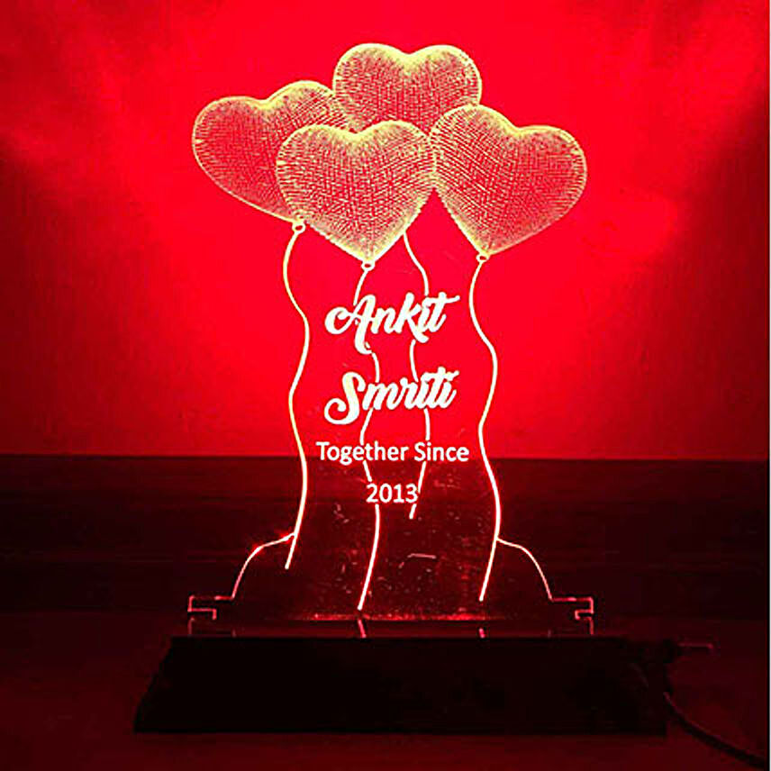 Personalised Red LED Heart Balloons Lamp