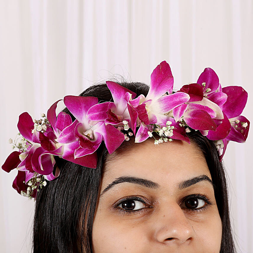 Fresh Orchid Floral Tiara