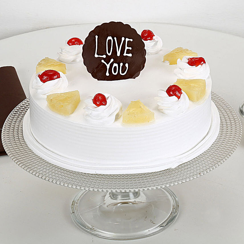 Love You Valentine Pineapple Cake 1 Kg Saudi Arabia Gift Love You Valentine Pineapple Cake 1 Kg Ferns N Petals