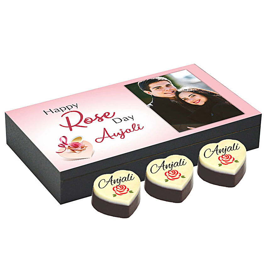 Personalised Rose Day Heart Chocolates