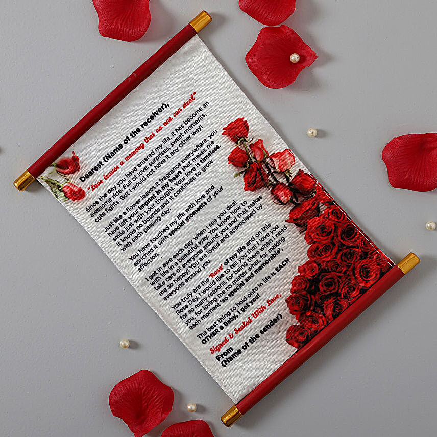 Rose Day Message Canvas Scroll