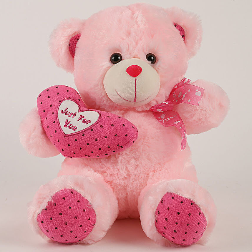 Teddy Bear With Side Heart- Pink