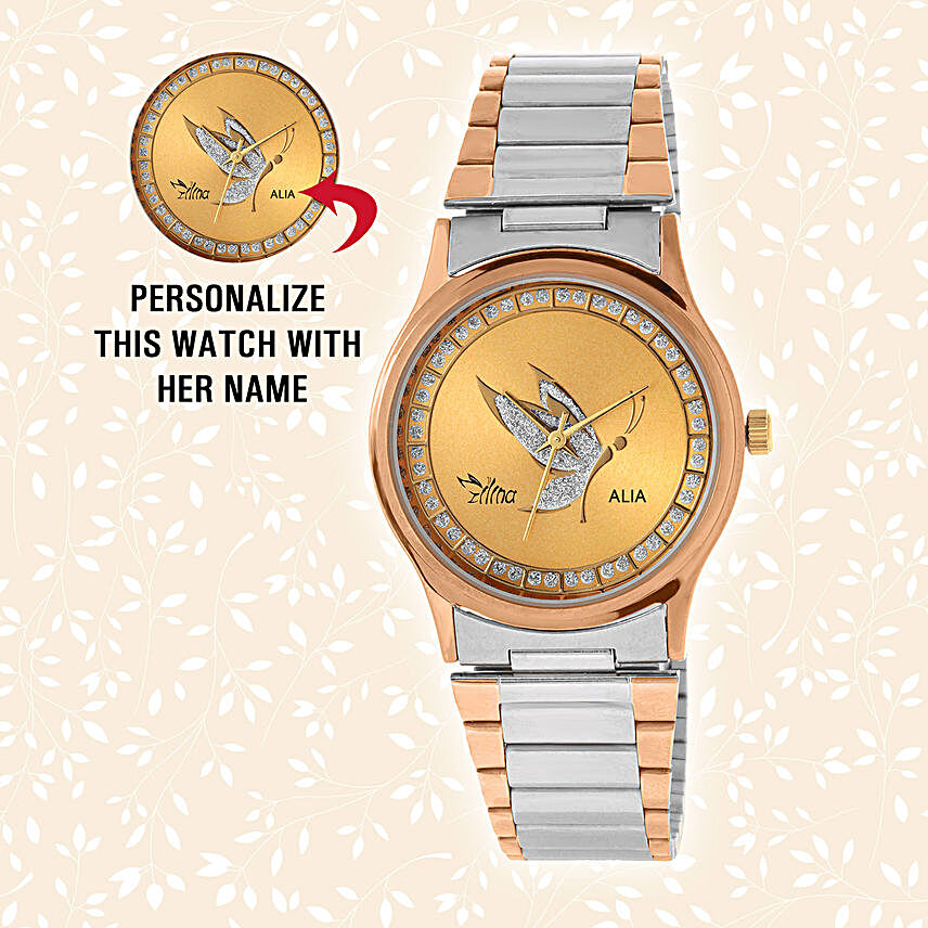 Personalised Silver & Golden Watch