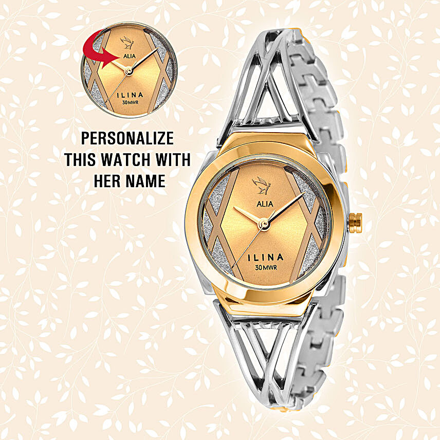Personalised Trendy Silver & Golden Watch