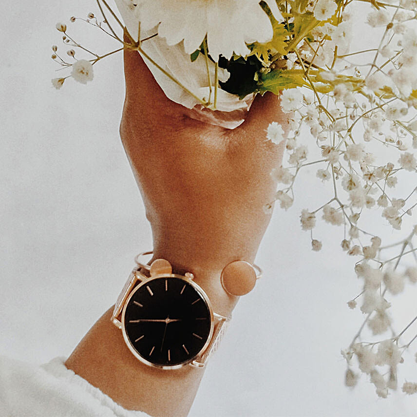 Buy Send Mystic Rose Gold Watch Bracelet Stack Online FNP