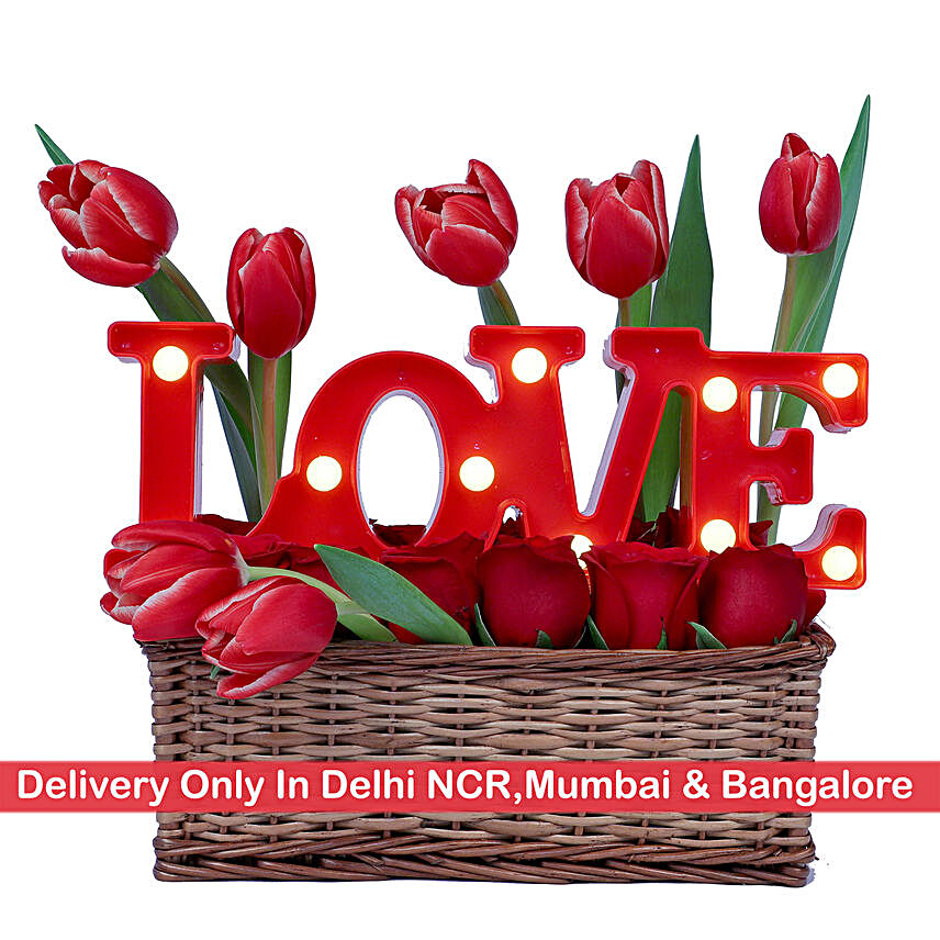 Floral Love Basket -Delhi NCR, Mumbai & Bangalore Only