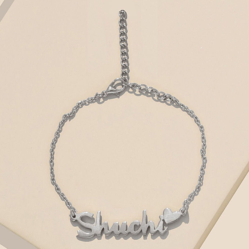Silver Plated Personalised Heart Name Bracelet