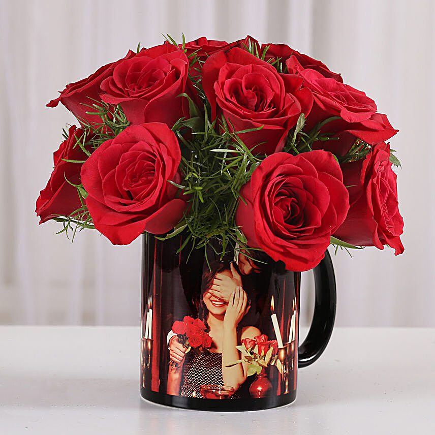 15 Red Roses In Personalised Mug