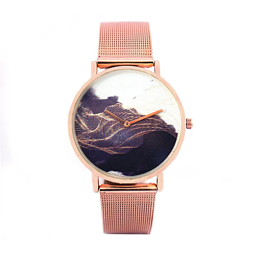 Metallic Rose Gold Graphic Watch