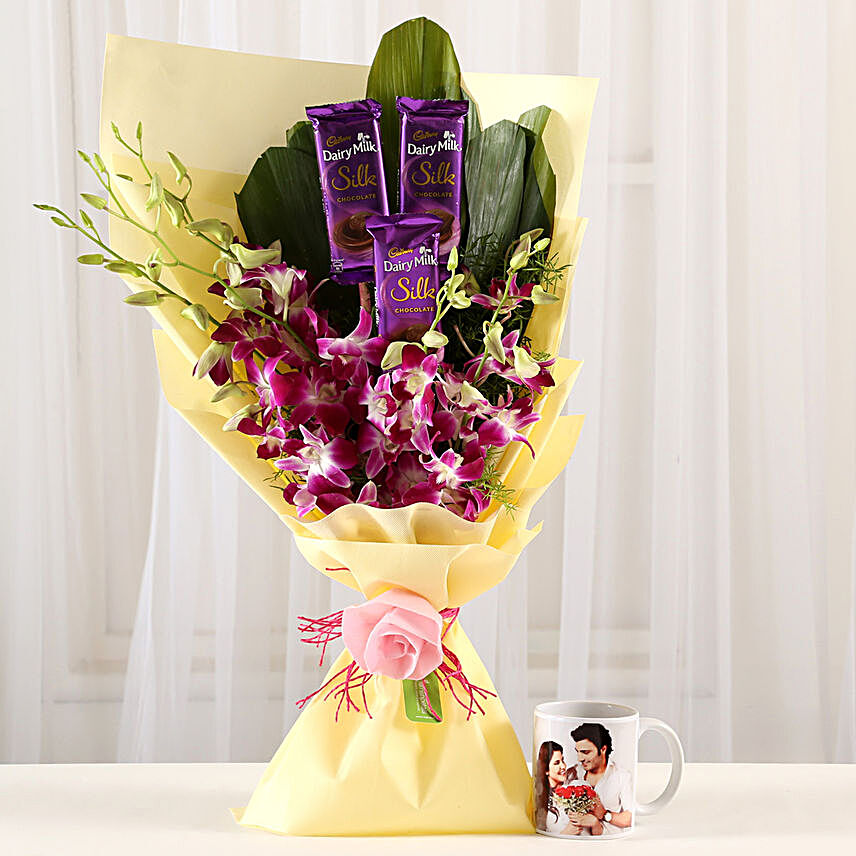 Dairy Milk Orchids With Personalised Mug