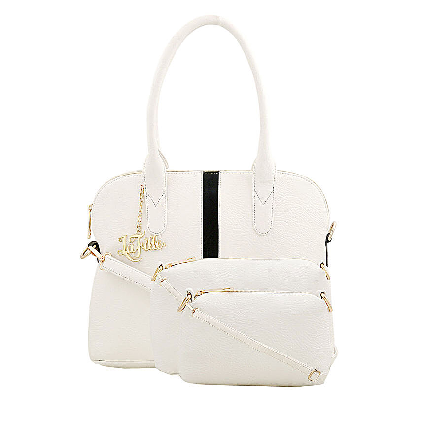 LaFille Set of 3 White Handbags