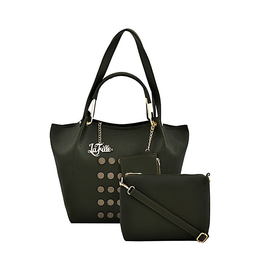 LaFille Trendy Green Handbag Set