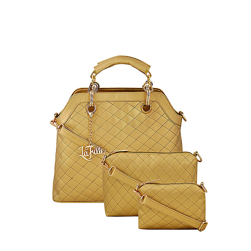 Set of 3 LaFille Golden Handbags