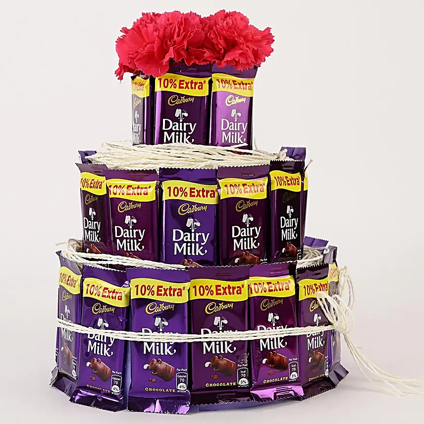 3 Tier Chocolate and Flower Combo Online:Exquisite Flowers & Chocolates