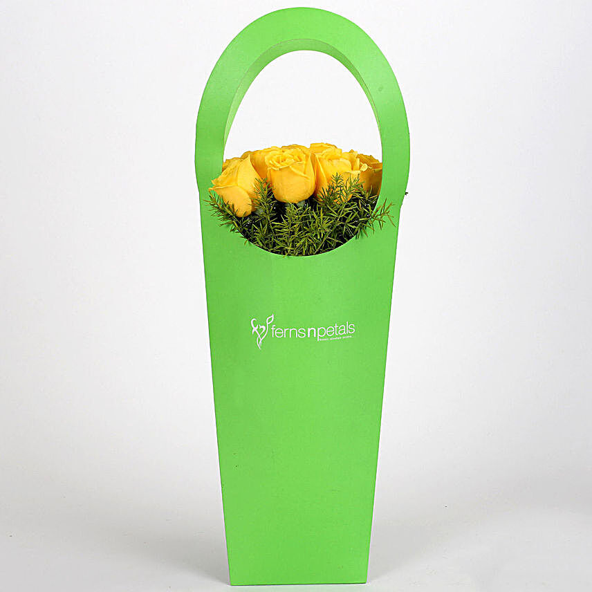 Yellow Roses With Green Sleeve