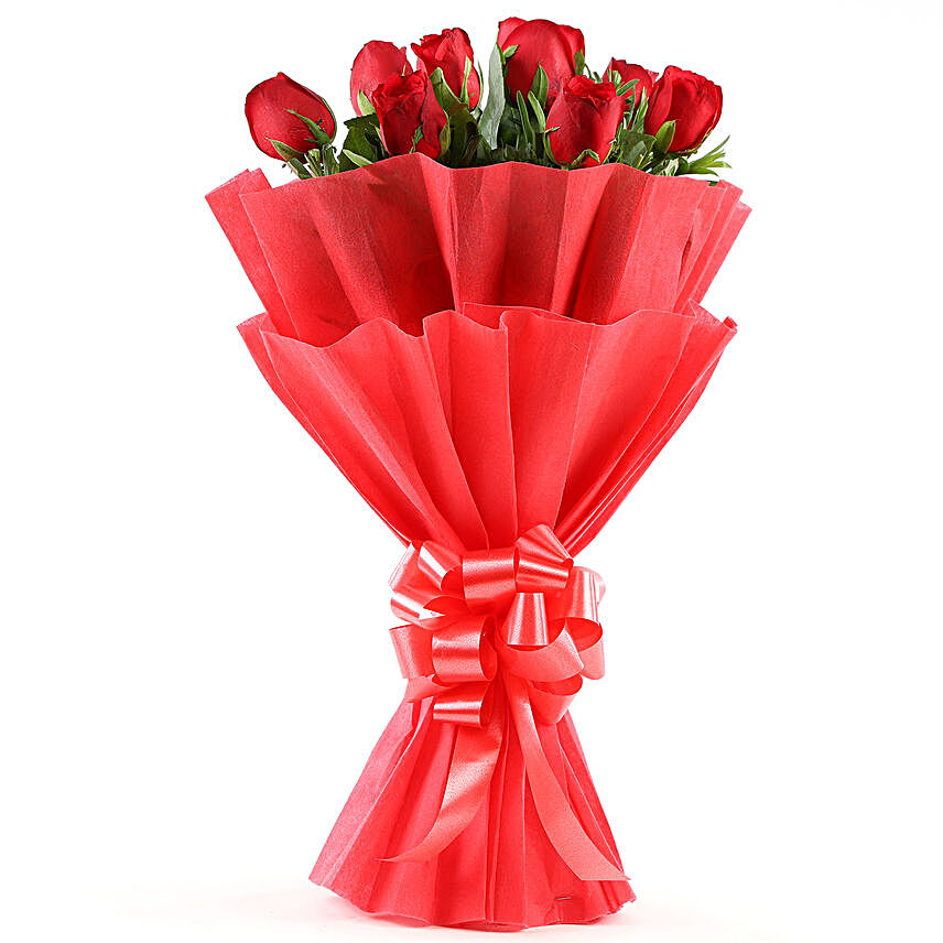 Enigmatic 8 Red Roses Flowers gifts:Flowers to Bhavnagar