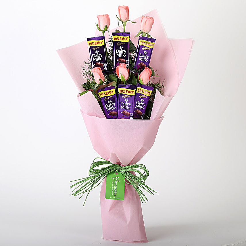 Rose N Cadbury Chocolate Combo Online:Send Chocolate Bouquet