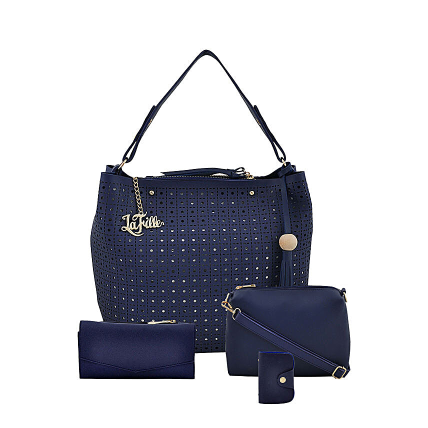 LaFille Designer Blue Handbag Set