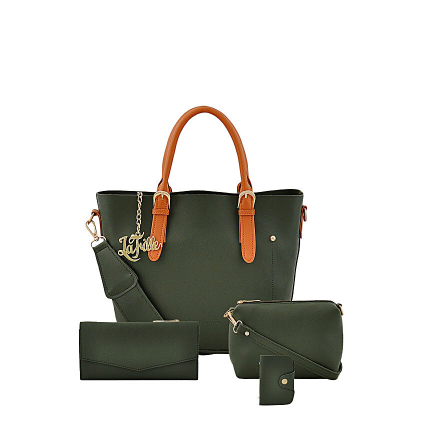 LaFille Ritzy Green Handbag Set