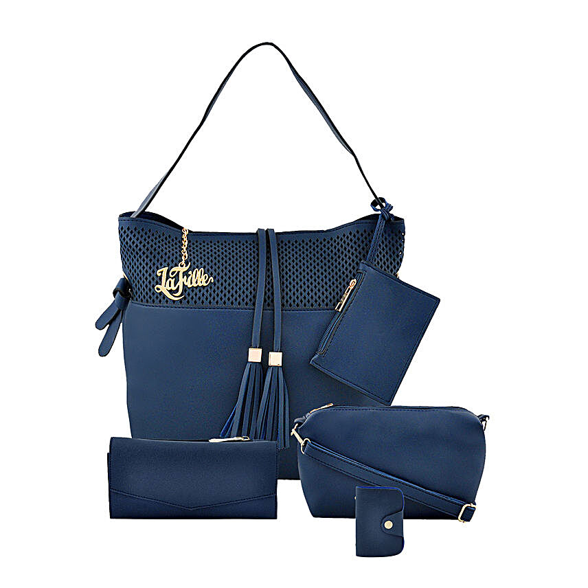 LaFille Stunning Blue Handbag Set