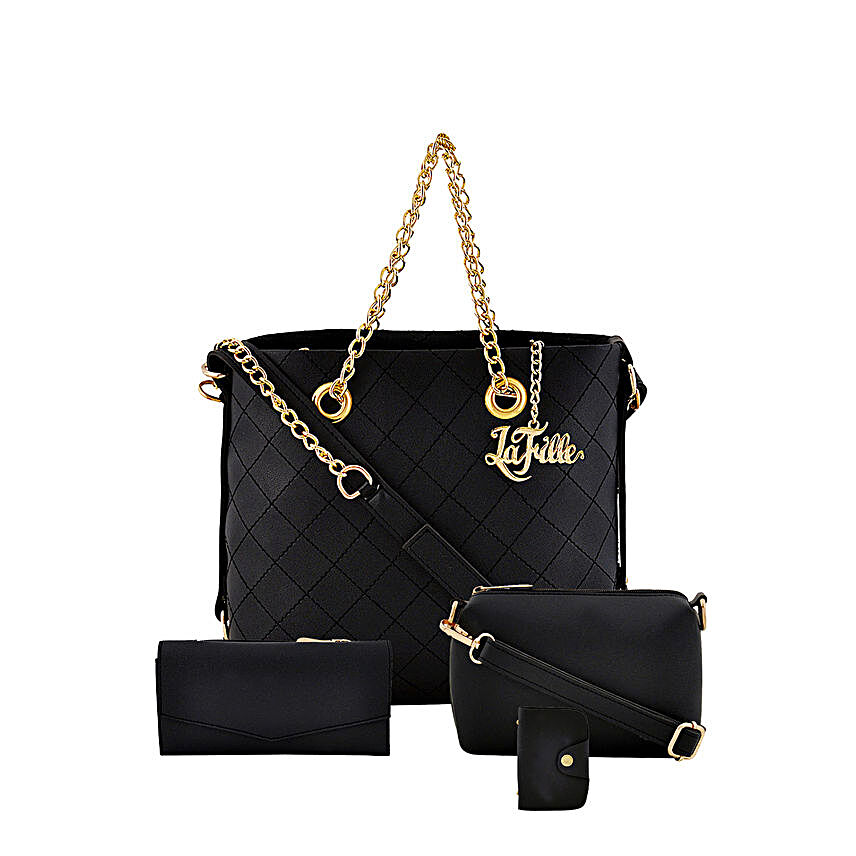 LaFille Suave Black Handbag Set