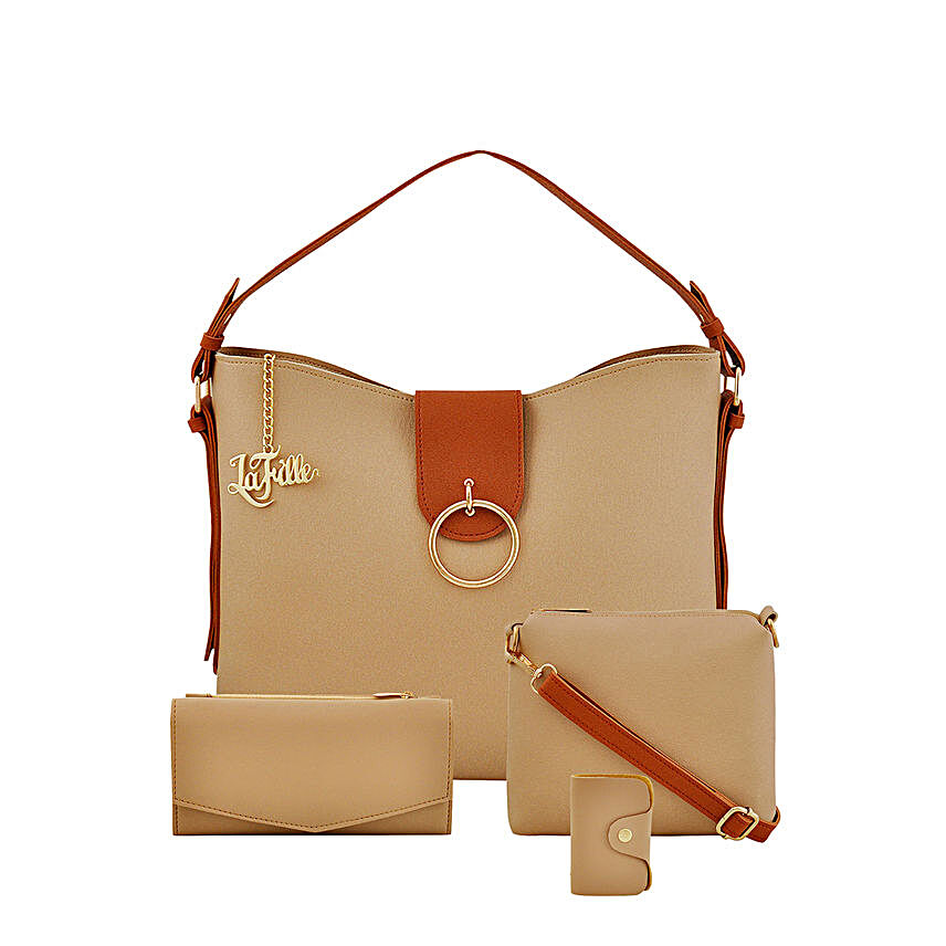 LaFille Vogue Beige Handbag Set