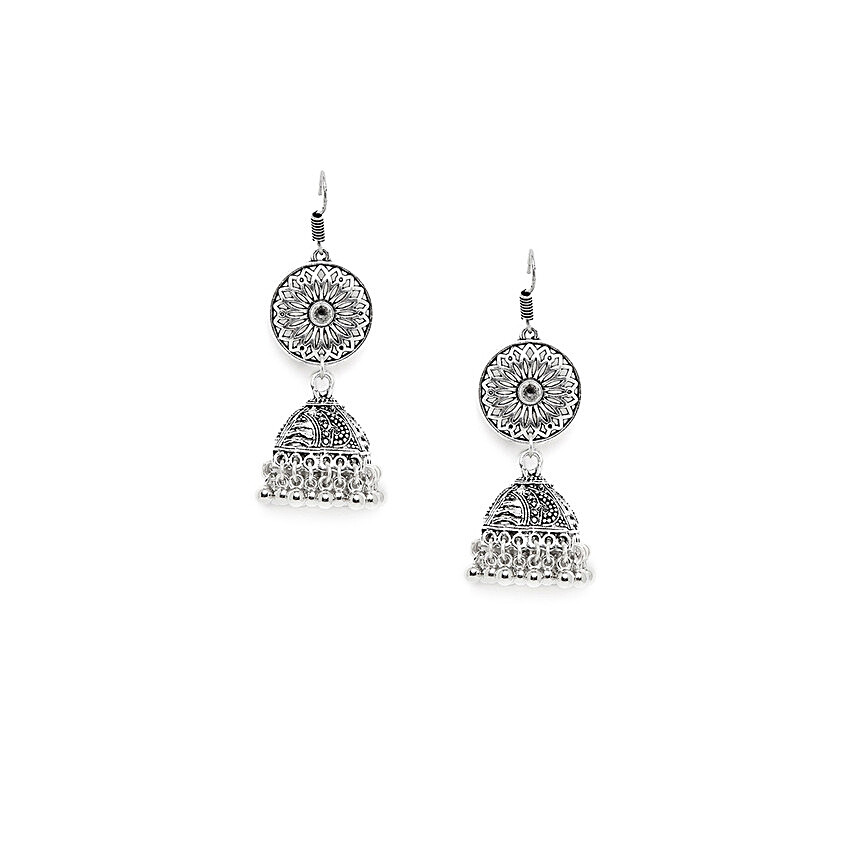 Classic Jhumkis with Hanging Silver Bells
